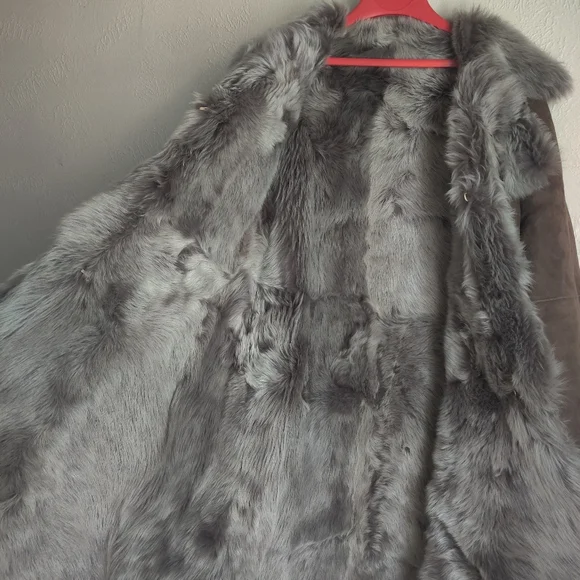 Toscana Sheepskin Shearling Coat Brown Suede Leather - Picture 5 of 9